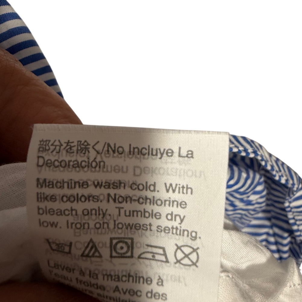 J.Crew Leda Blue White Striped Embroidered Ruffle Hem Tunic Dress  Women's Small - Picture 9 of 13